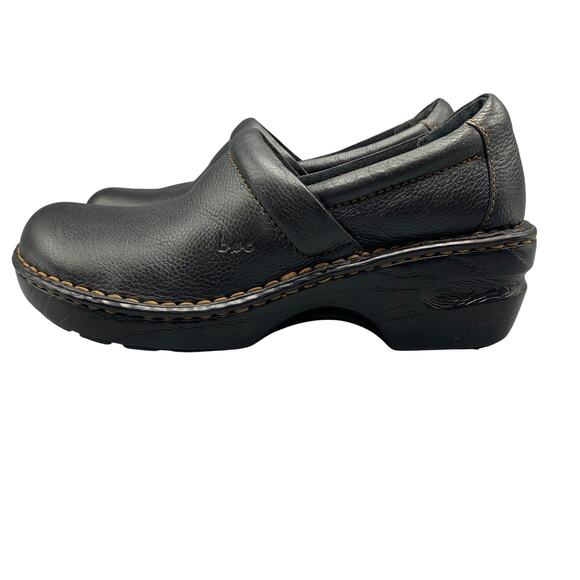 Born BOC Peggy Clogs Size 8 Pebbled Leather Slip On Casual Comfort Black Womens - Picture 2 of 11